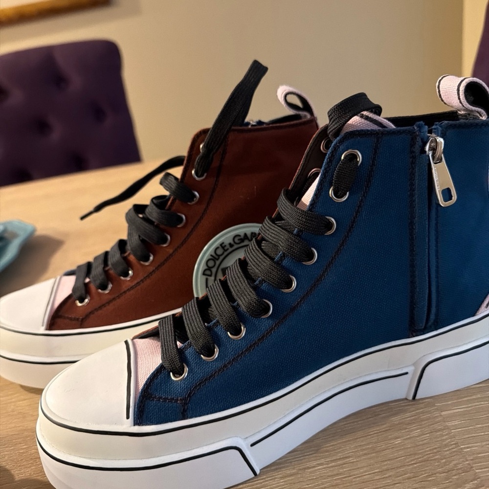 Dolce & Gabbana Women's Blue and Brown Sneakers